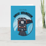 Great Grandson 10th Birthday Train, Little Boy Card<br><div class="desc">What a great card for a child! Wish the best to your Great Grandson on his 10th Birthday with this cute illustration of a train with a big white number 10 on the front. This vehicle is perfect for your congratulations.</div>