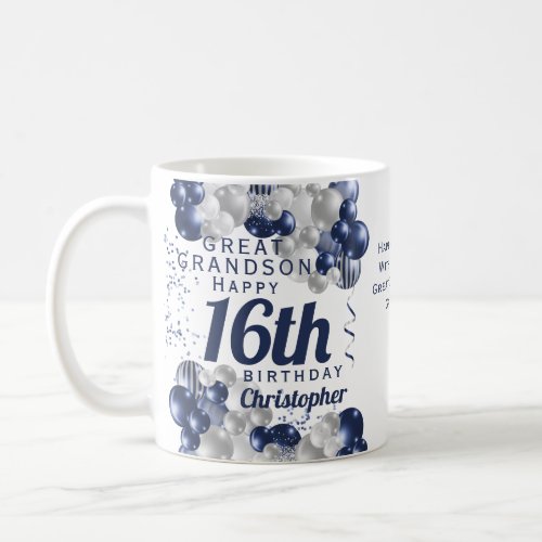 Great Grandson 16th Birthday Navy Coffee Mug