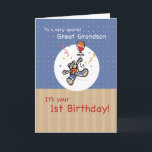 Great Grandson 1st Teddy Bear Balloon Birthday Card<br><div class="desc">A teddy bear wearing an orange t-shirt and blue jeans is wainting for your Great Grandson with a big balloon. Wish him a very happy 1st Birthday with this colorful illustration.</div>