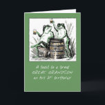 Great Grandson 21st Birthday Frogs Toasting Beer Card<br><div class="desc">Encourage your great grandson to have lots of fun on his 21st birthday. To do that you can give him this card that has frogs cheering him on his special day.</div>