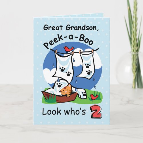 Great Grandson 2nd Birthday Peek_a_Boo Kitten Card