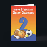 Great Grandson 2nd Birthday Sports Balls Card<br><div class="desc">Great grandsons are special boys and special boys deserve special greetings. This card will send fun greetings to your dearest great grandson when he celebrates his 2nd birthday soon enough. Grab this card today!</div>