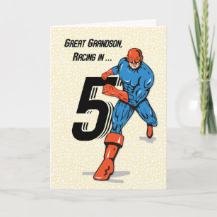 Great Grandson 5th Birthday Superhero Card