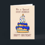 Great Grandson 6th Birthday, 6 on Sweet Blue Cake Card<br><div class="desc">Now that he is turning six,  you can send your great grandson a sweet greeting on his special day. This card bring sweet greetings for him with a cake and candies on the front. Send him this card to and make his special day extra special.</div>