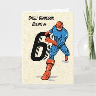 Great Grandson 6th Birthday Superhero Card