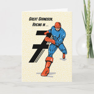 Great Grandson 7th Birthday Superhero Card