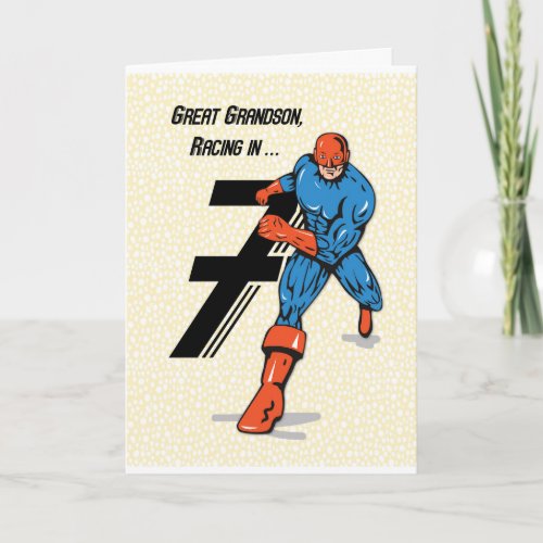 Great Grandson 7th Birthday Superhero Card