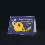 Great Grandson 8th Birthday Planets in Outer Space Card<br><div class="desc">Turning 8 is out of this world,  especially when it is your great grandson! Rocket ship,  planets and stars fill in the front of the card with the message as you count down to say Happy Birthday!</div>