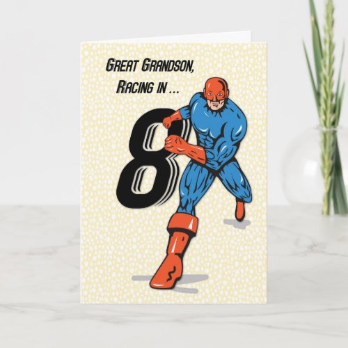 Great Grandson 8th Birthday Superhero Card