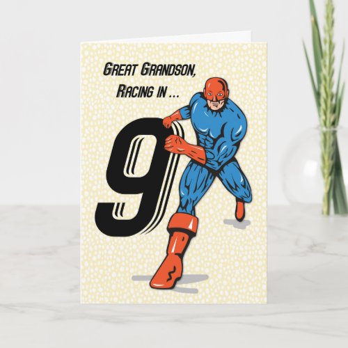 Great Grandson 9th Birthday Superhero Card