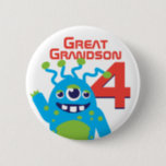 Great Grandson alien name age 4 button<br><div class="desc">Kids Birthday friendly alien badge / button customise with the age of your choice.</div>