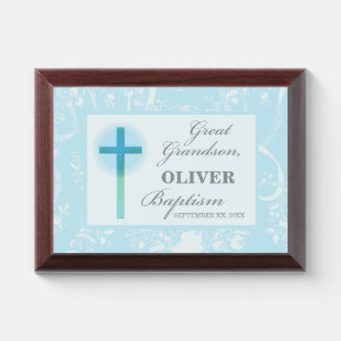 Great Grandson Baptism Blue Lace Personalized Award Plaque