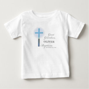 Great Grandson Baptism Blue Lace Personalized Baby T-Shirt