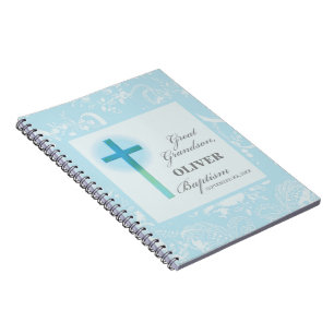 Great Grandson Baptism Blue Lace Personalized Notebook
