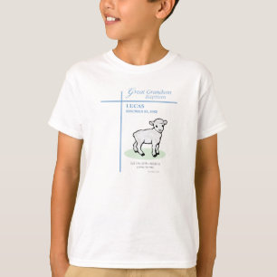 Great Grandson Baptism Blue Lamb Personalized T-Shirt