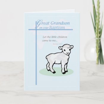 Great Grandson Baptism Boy Lamb Card by sandrarosecreations at Zazzle