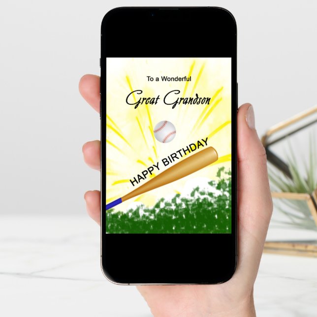 Great Grandson Baseball Birthday Card (Front Digital)