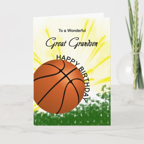 Great Grandson Basketball Birthday Card