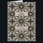 Great Grandson Birthday Abstract Mandala Design<br><div class="desc">A fun way to wish your great grandson a happy birthday. This card has a very masculine feel and is composed of interlocking geometric figures. The main color is brown, with black and white. A lovely card that a man will appreciate. The verse tells him how much he means to...</div>