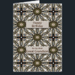 Great Grandson Birthday Abstract Mandala Design<br><div class="desc">A fun way to wish your great grandson a happy birthday. This card has a very masculine feel and is composed of interlocking geometric figures. The main color is brown, with black and white. A lovely card that a man will appreciate. The verse tells him how much he means to...</div>