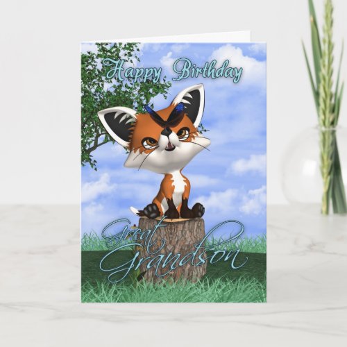 Great Grandson Birthday Card With Cute Fox And But