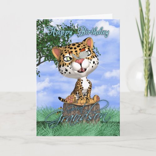 Great Grandson Birthday Card With Cute Jaguar And