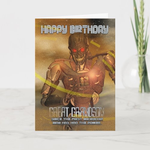 Great Grandson Birthday Card With Cyborg _ Modern
