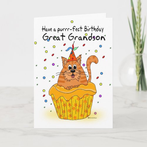 great grandson birthday card with ginger cupcake