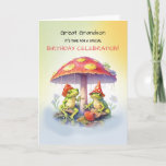 Great Grandson Birthday Cute Frogs Under Mushrooms Card<br><div class="desc">Celebrate your great grandson's birthday with this uniquely charming greeting card. Lovable frogs perched on and under mushrooms create a whimsical scene,  conveying wishes for a day filled with joy,  laughter,  and unforgettable adventures. Great for any age.</div>