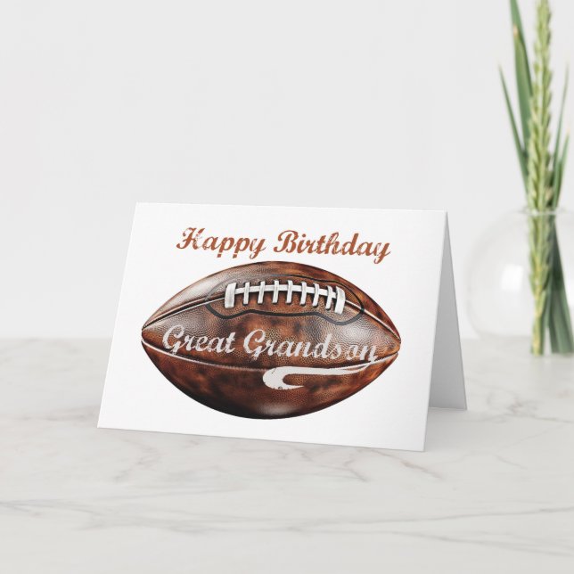Great Grandson Birthday Grunge Large Football  Card (Front)