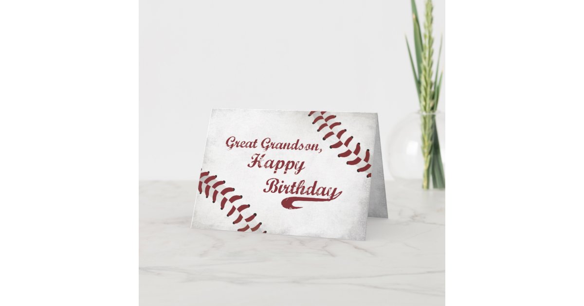 Great Grandson Birthday Large Grunge Baseball Spo Card Zazzle