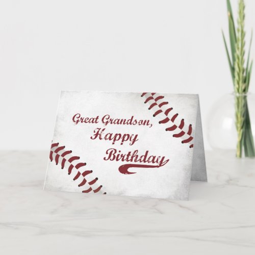 Great Grandson Birthday Large Grunge Baseball Spo Card
