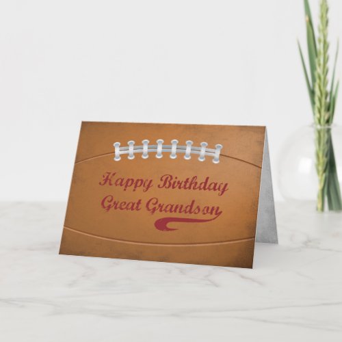 Great Grandson Birthday Large Grunge Football Card