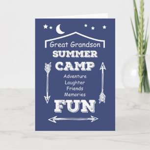 Great Grandson Camp Fun Navy Blue, Thinking of You Card
