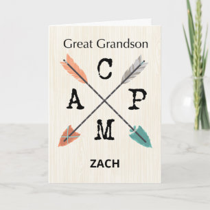 Great Grandson Camp Personalize Name Arrows Card