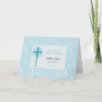 Great Grandson Christening Congratulations Blue Card by Religious_SandraRose at Zazzle