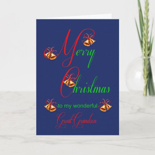 Great Grandson Christmas Bells Holiday Card