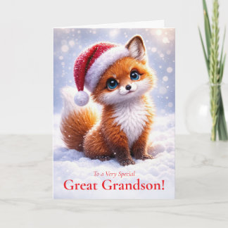Great Grandson Christmas Holiday with Cute Fox  Card