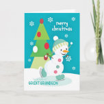 Great Grandson Christmas Snowman Ice Skating Holiday Card<br><div class="desc">Send your hugs and kisses and Christmas wishes to a special Great Grandson with this colorful and fun Ice Skating Snowman Christmas card. Snowman courtesy of PrettyGrafik.</div>