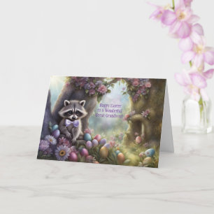 Great Grandson Cute Raccoon Happy Easter  Card