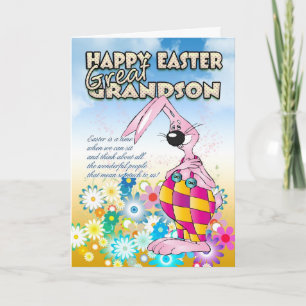 Great Grandson Easter Card - Easter Bunny Flowers