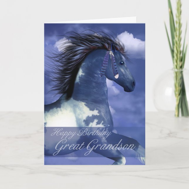 Great Grandson Equine Birthday Card North American (Front)