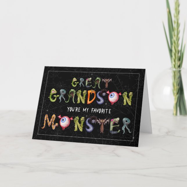 Great Grandson Favorite Monster Funny Halloween Card (Front)