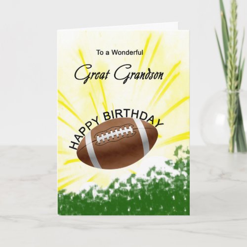 Great Grandson Football Birthday Card