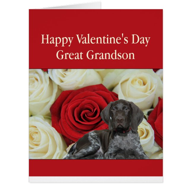 Great Grandson Glossy Grizzly Valentine Puppy Love (Front)
