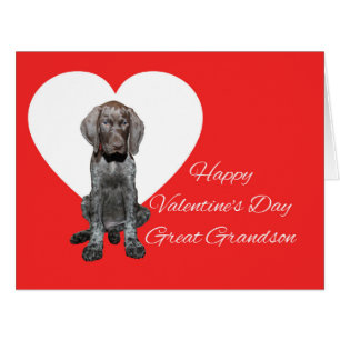 Great Grandson Glossy Grizzly Valentine Puppy Love Cards