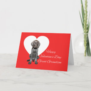 Great Grandson Glossy Grizzly Valentine Puppy Love Holiday Card