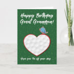 Great Grandson Golf Sports Heart Birthday Card<br><div class="desc">Send a hole in one birthday greeting to your great grandson with this golf sport inspired birthday card with a golf ball textured heart on the front.</div>