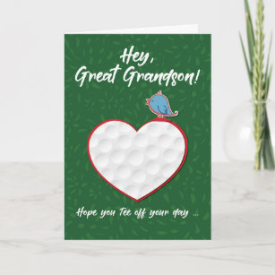 Great Grandson Golf Sports Heart Valentine Preteen Card