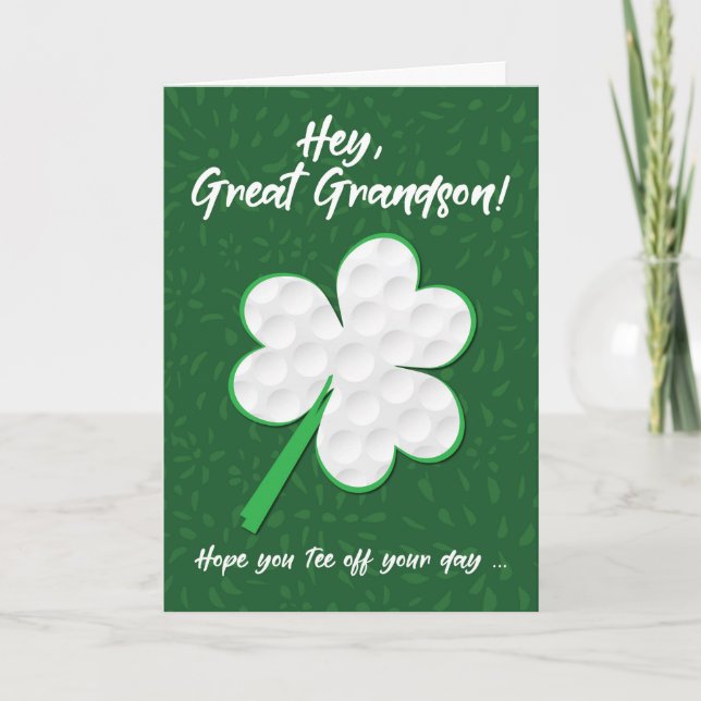 Great Grandson Golf Sports St. Patrick’s Day Card (Front)